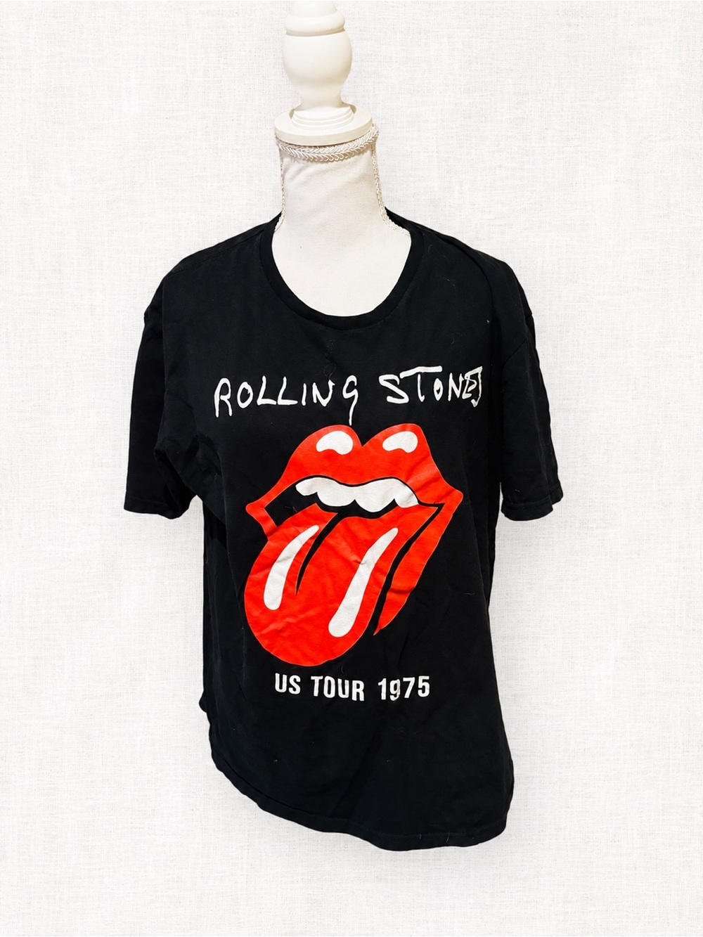 the Rolling Stones Black Kids Tee with Red Tongue Graphic
